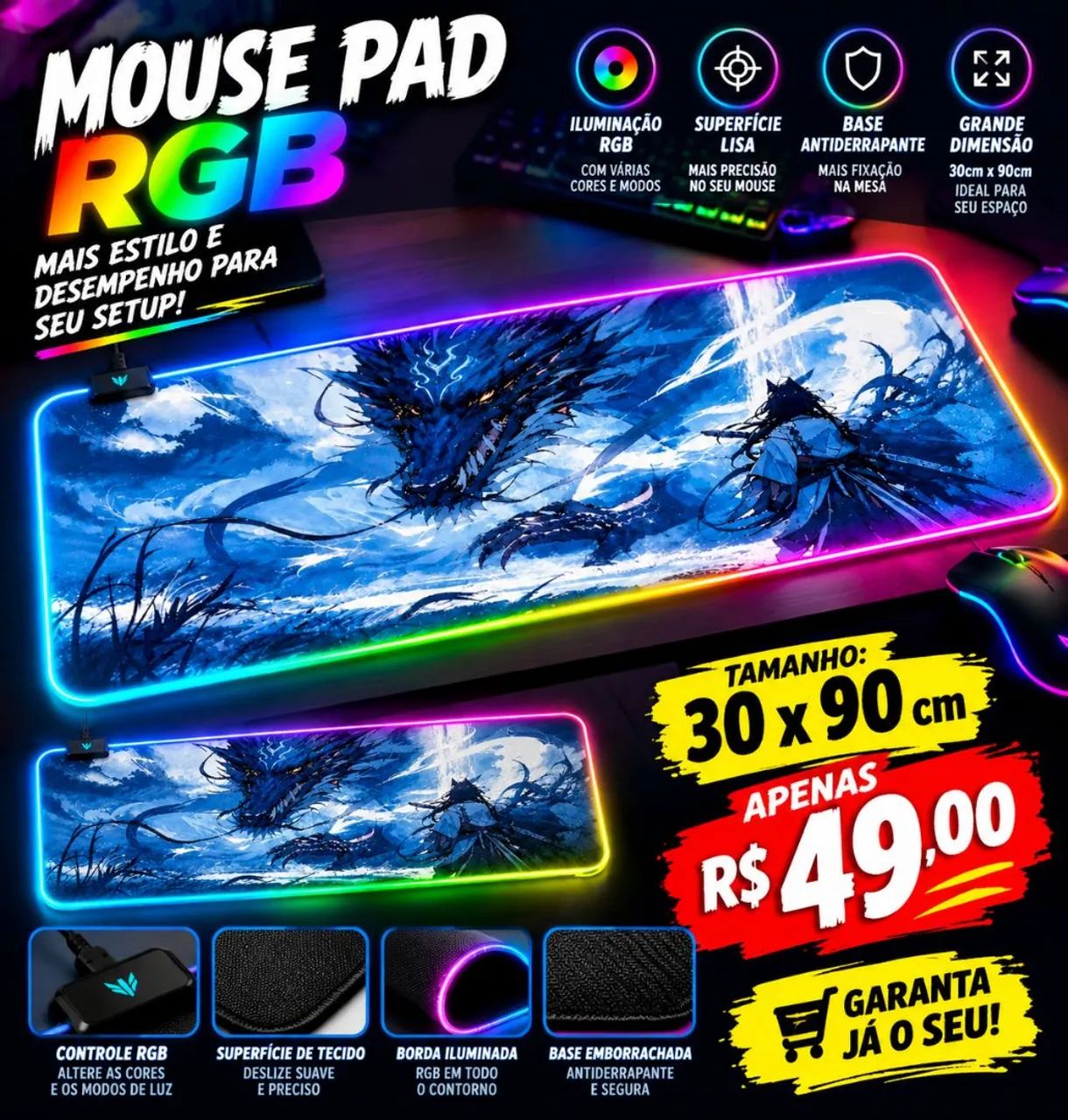 Mousepad rgb 30x90 