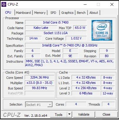 Processador Intel Core i5 - 7400 - 7ª Geração