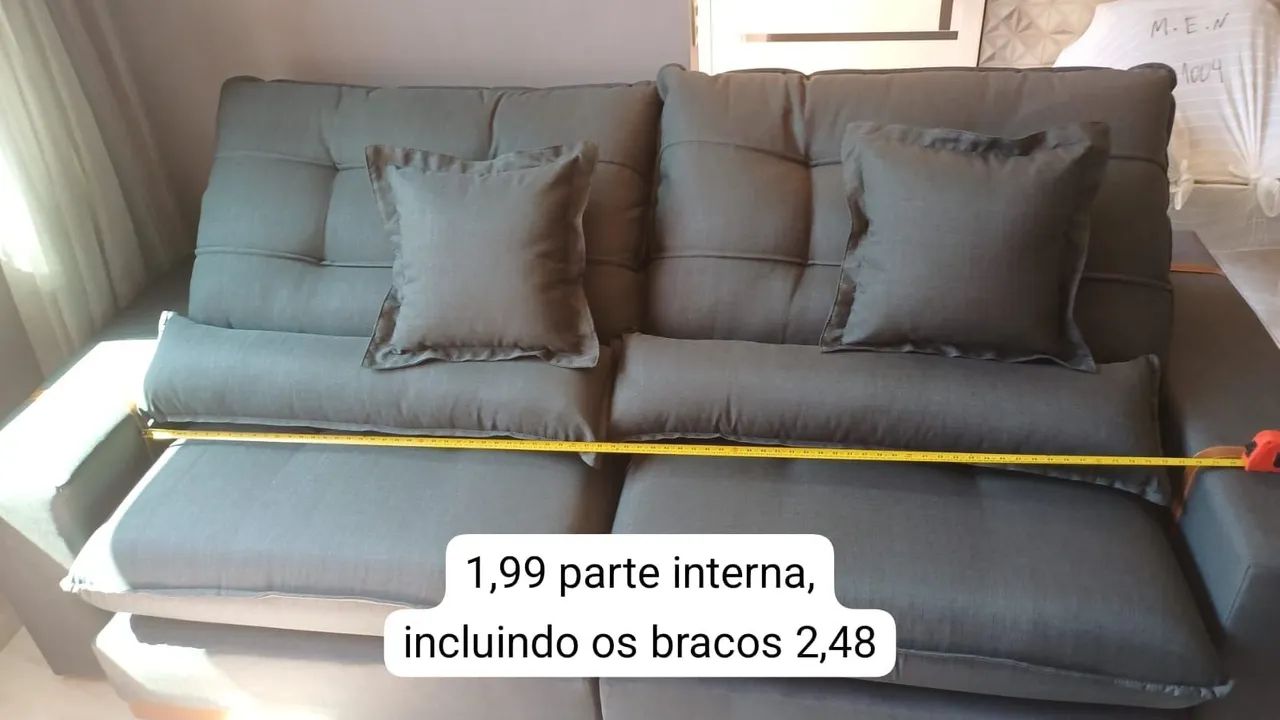 Sofa de 3 lugares reclinável e retrátil 