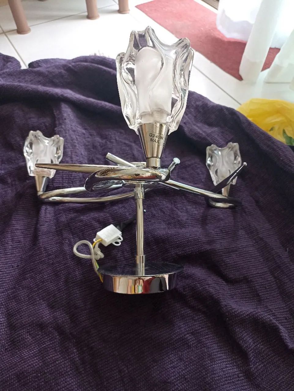 Lustre prateado com led - Foto 2