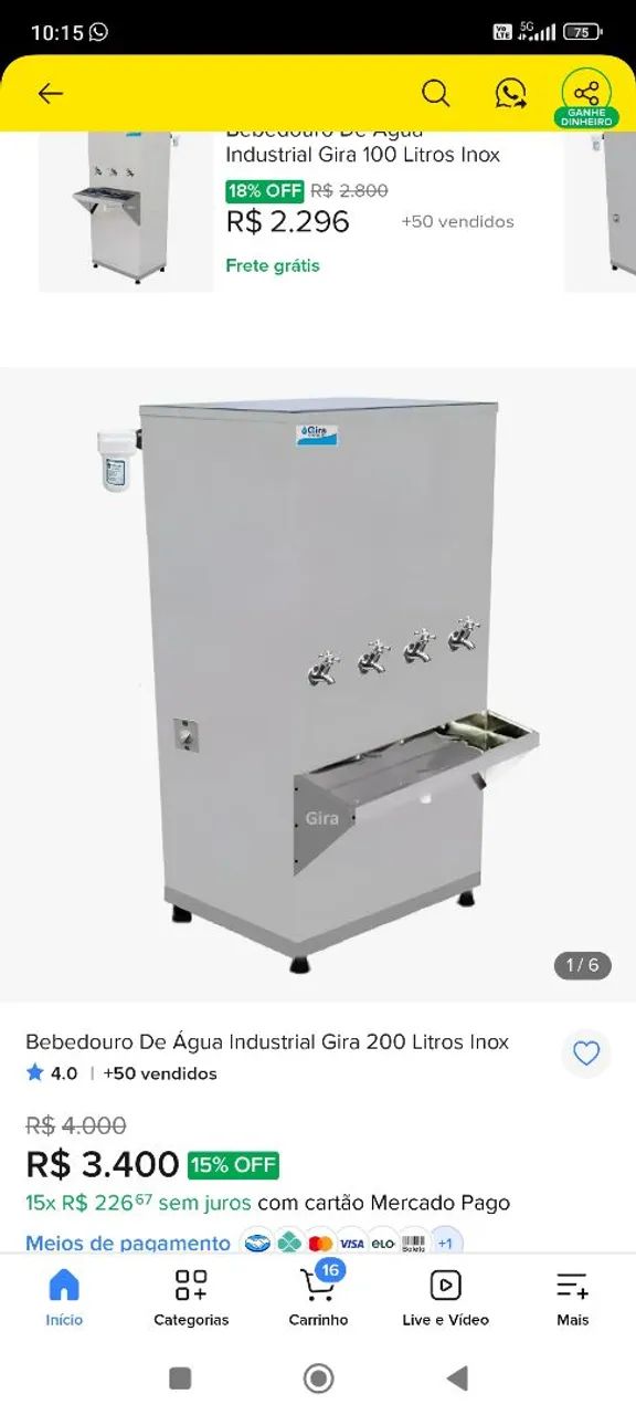 Bebedouro 4 torneiras de inox 