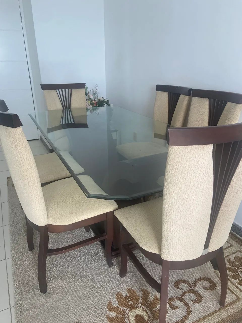 Mesa em madeira com tampo de vidro  - Foto 5