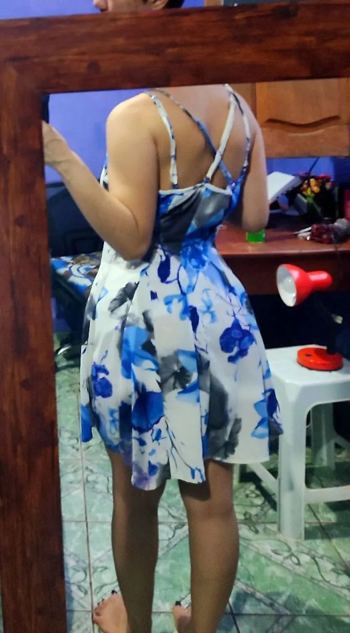 Vestido Branco e Azul estampado floral - Foto 3