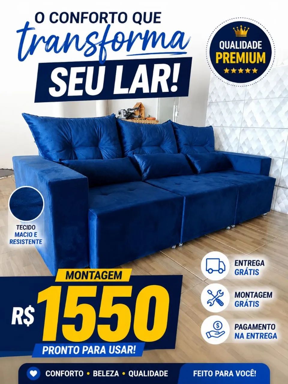  SUPER PROMOÇÃO!!! SOFÁ RETRÁTIL + ALMOFADAS GRÁTIS! 