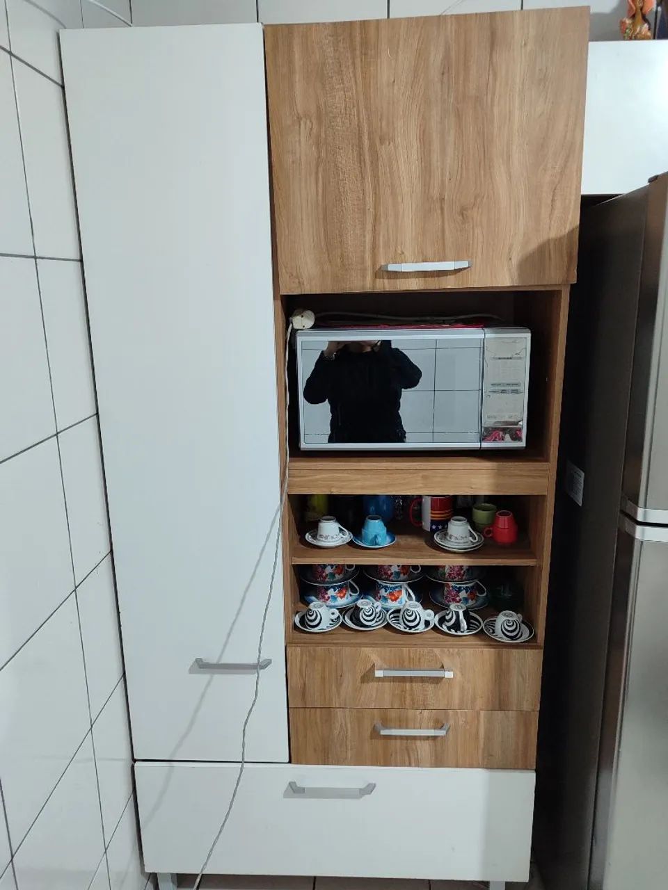ARMÁRIO DE COZINHA COMPLETO BARTIRA MARROM E BRANCO - Foto 2