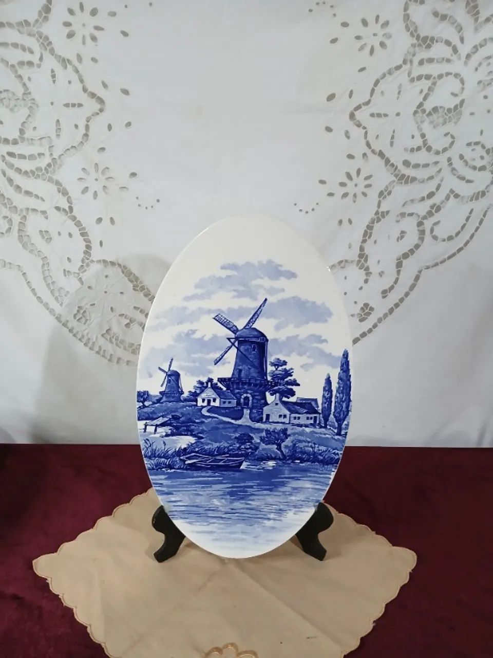 Antiga Placa Delft Moinho Faiança Alemã Inicio Do Seculo 20