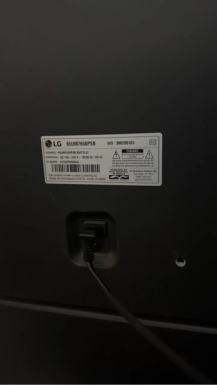 TV LG 65 Polegadas - Placa danificada 