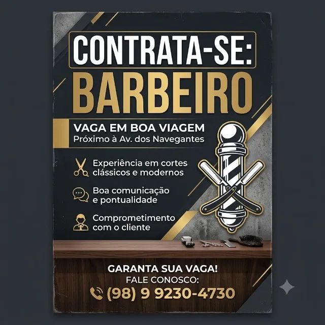 VAGA PARA BARBEIRO (98) 9  * 