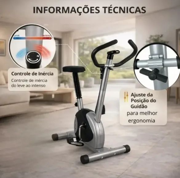 Bicicleta Ergométrica Vertical Preta E Cinza Residencial (Usado) - Foto 4