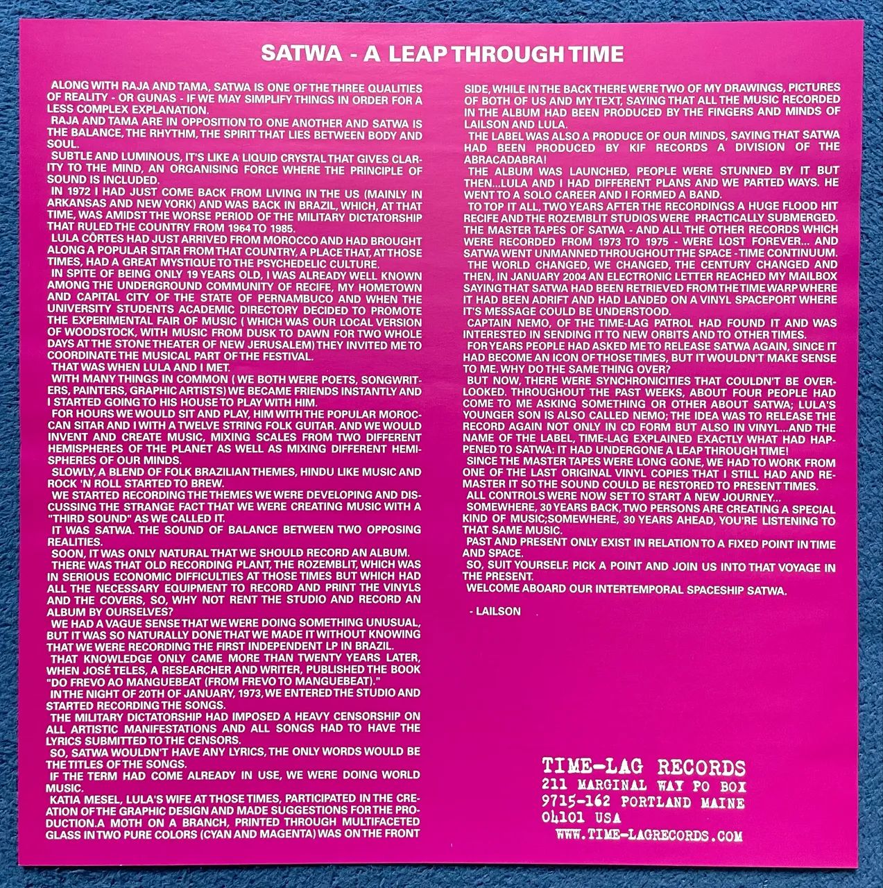 LP Satwa 1973 Lula Côrtes e Lailson Reedição Time-Lag com Encarte