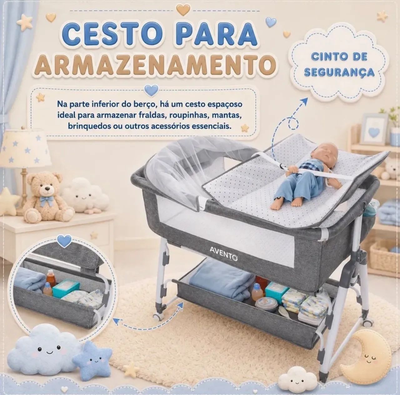 Kit bebê ? Berço + Ninho + Acessórios. - Foto 4