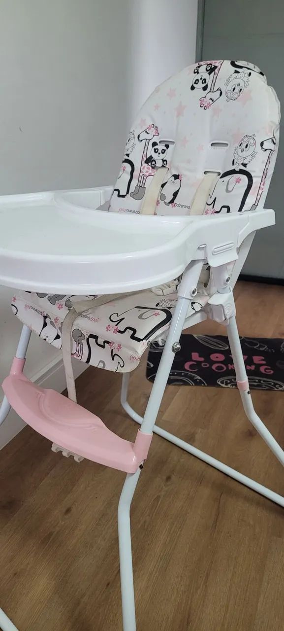 Cadeirão de alimentação para bebê girafa-panda rosa Galzerano Nick