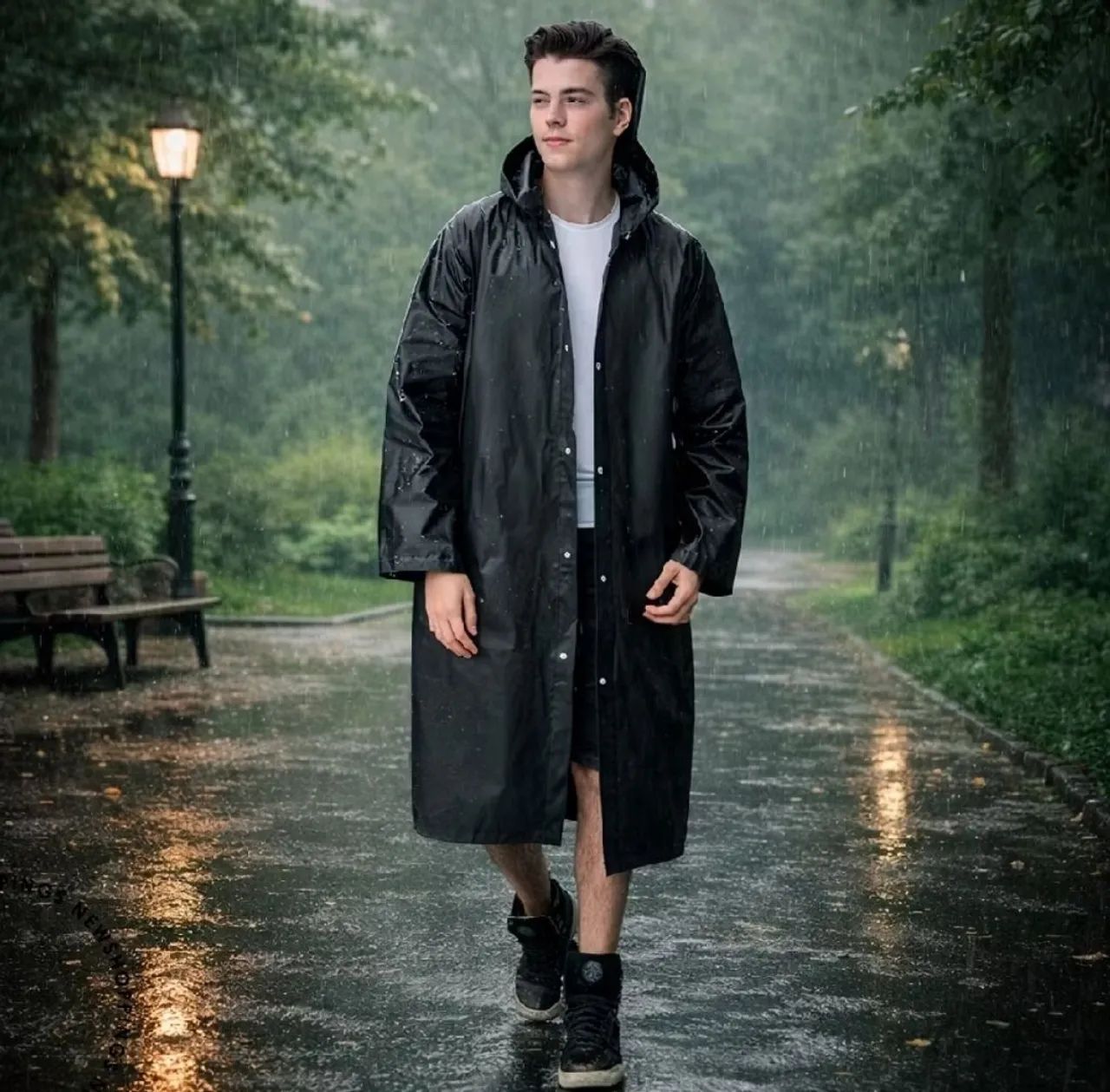 Capa de Chuva Longa com Capuz - Foto 4