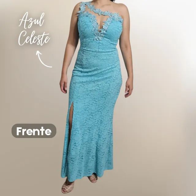 Vestido Longo Azul celeste em Renda  - Foto 3