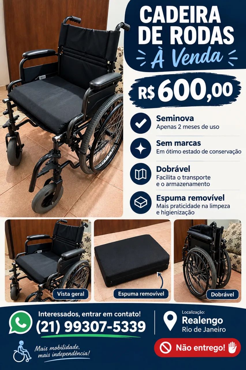 VENDO CADEIRA DE RODAS SEMINOVA  - Foto 3