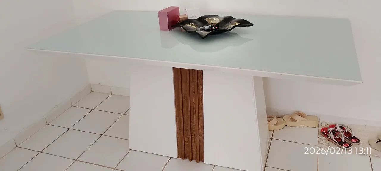 Mesa branca de vidro - Foto 2
