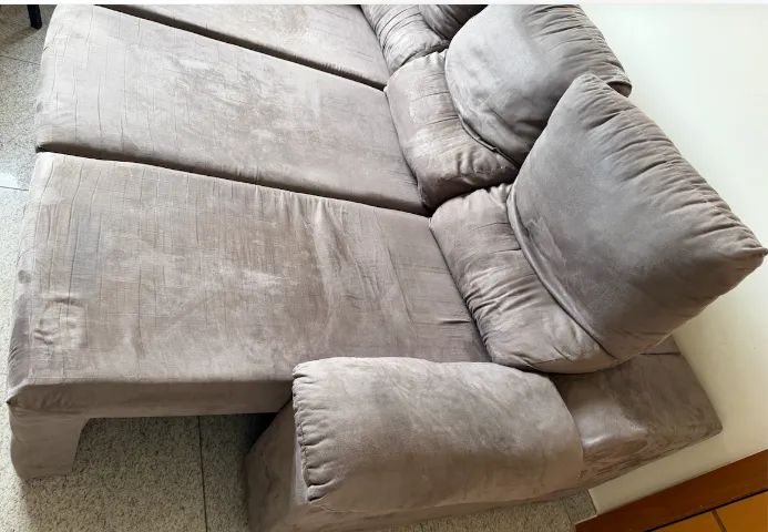 Sofá Retrátil e Reclinável 3 Lugares Suede - Ótimo Estado - Foto 5