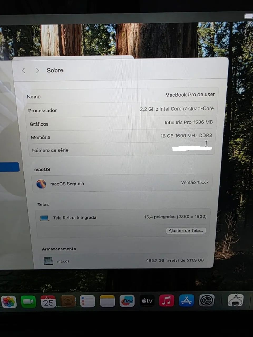 Macbook Pro 2014 Retina Core i7 Com 16 GB De Ram e 512 de SSd - Foto 5