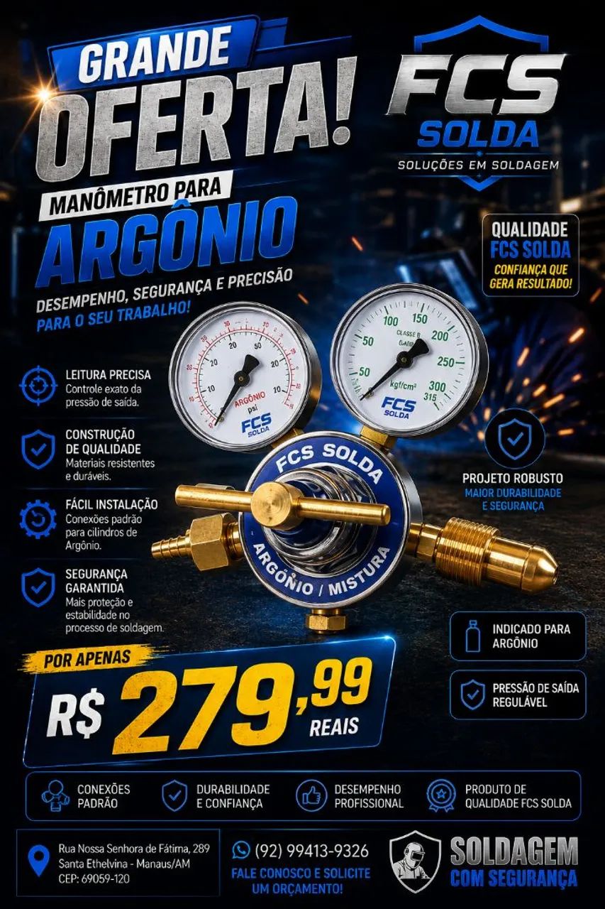 Manômetro para Argônio 