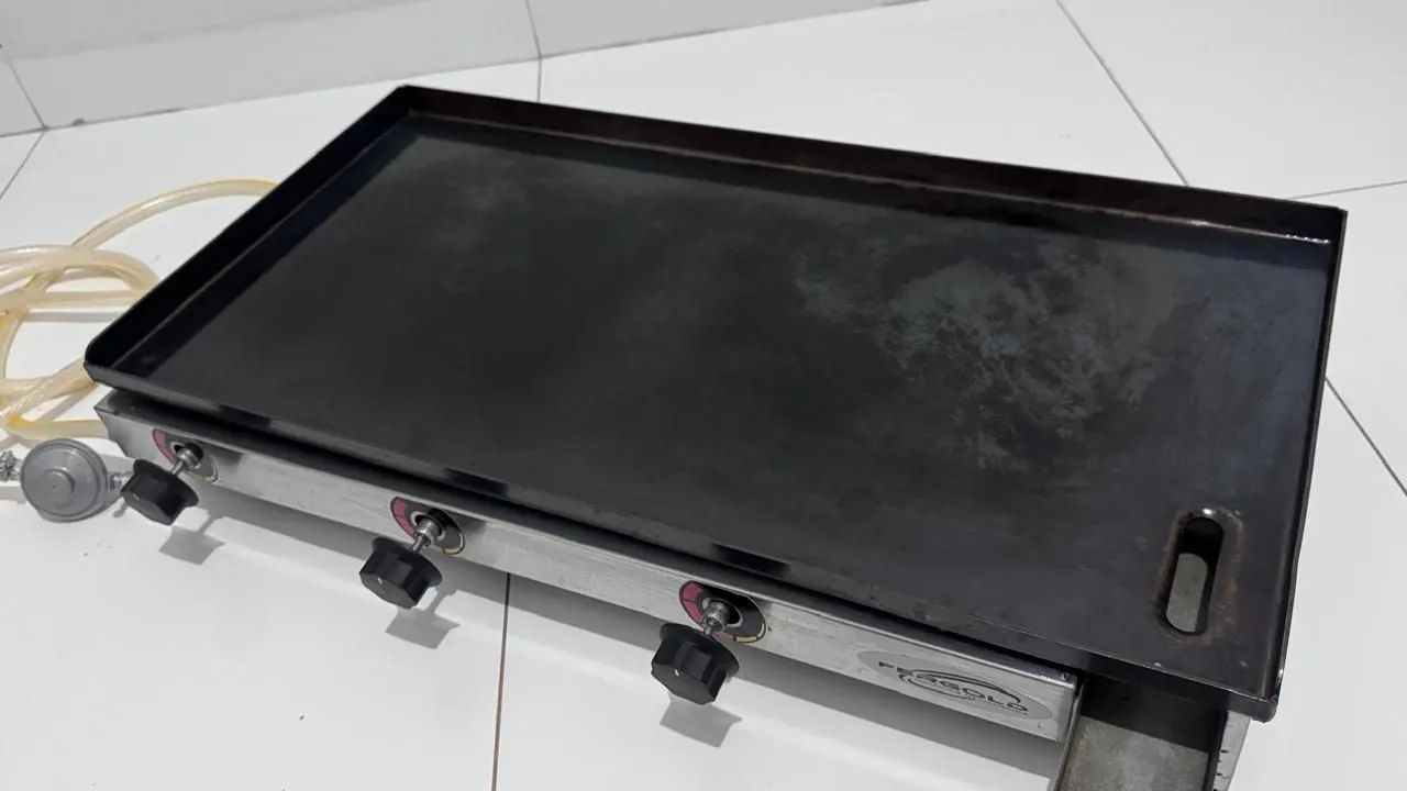 Chapa Profissional Fergold 80x40 cm 3 Queimadores Completa - Foto 4