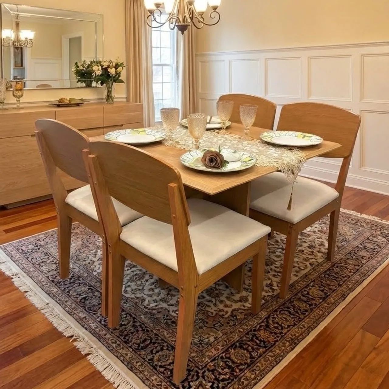 Mesa de Jantar 90x90 com 4 Cadeiras Entrega Rápida 