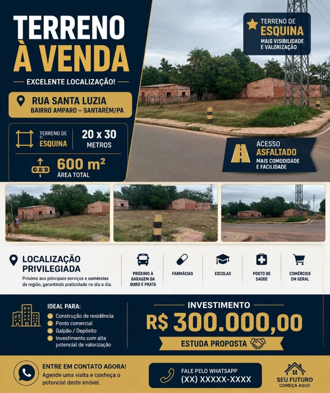 TERRENO DE ESQUINA À VENDA