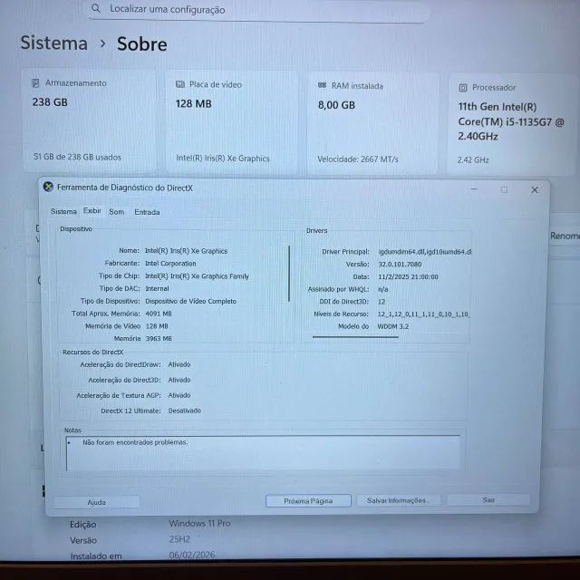 Notebook Dell i5 11th - 8Gb Ram - Intel Iris Xe - SSD - Foto 6