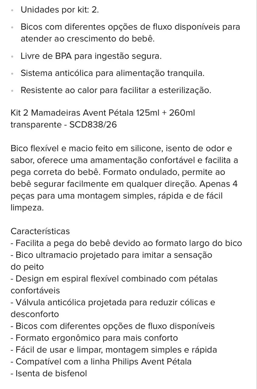 Kit mamadeira Philips avent pétala  - Foto 3