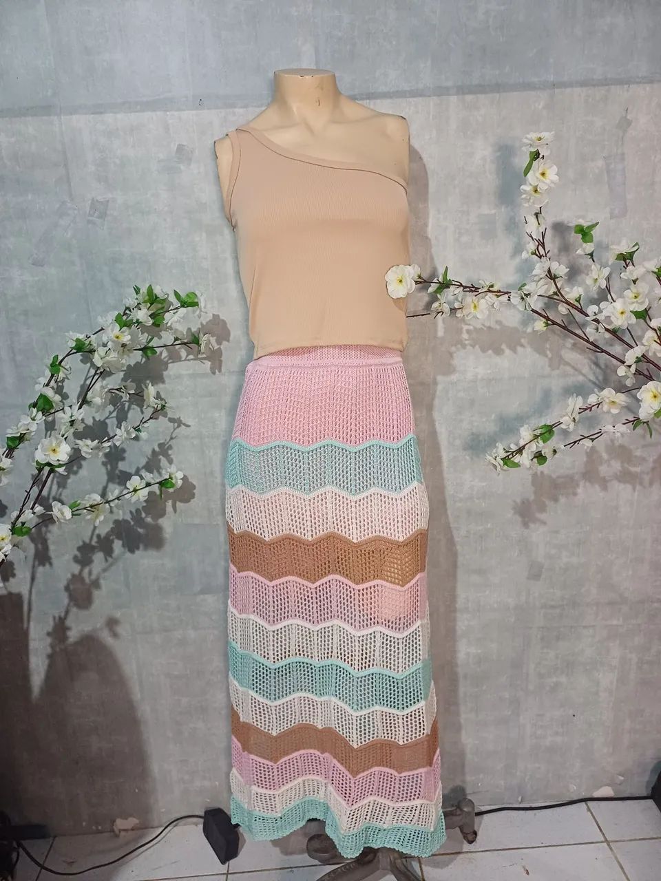Conjunto saia longa de tricô e cropped  - Foto 3