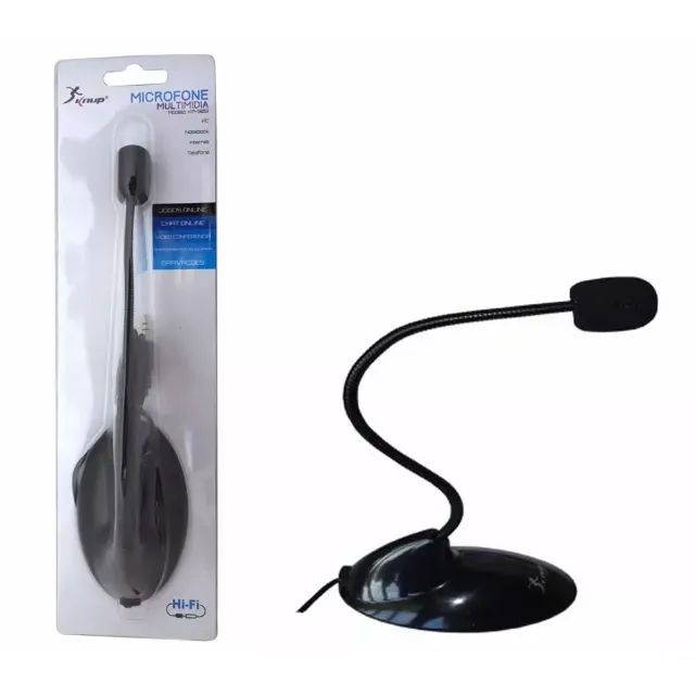 Microfone Multimídia de Mesa para Computador e Notebook com Haste Flexível