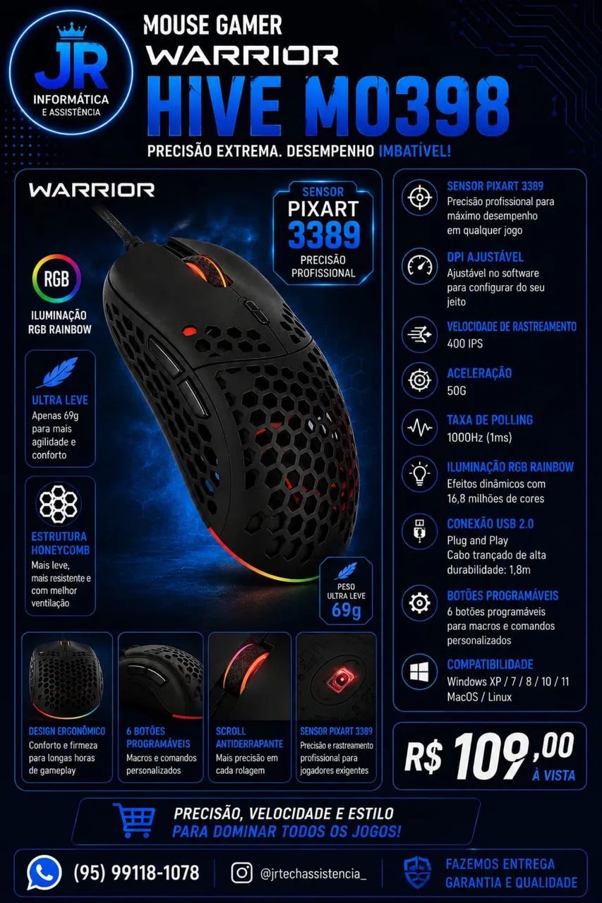 Mouse Gamer Warrior 12000 Dpi 