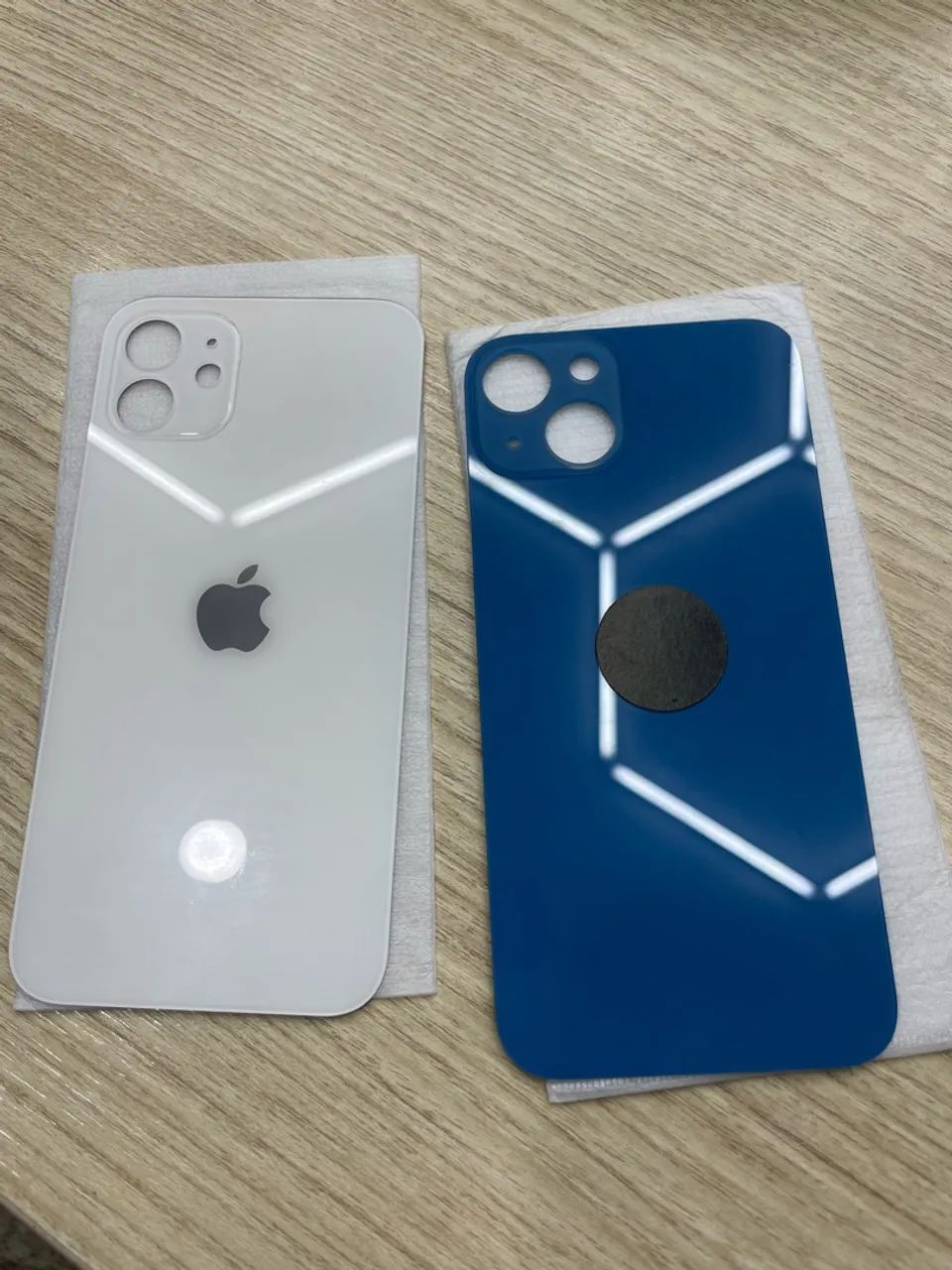 Trampa vidro traseiro iPhone 12 e 13 Branco azul 