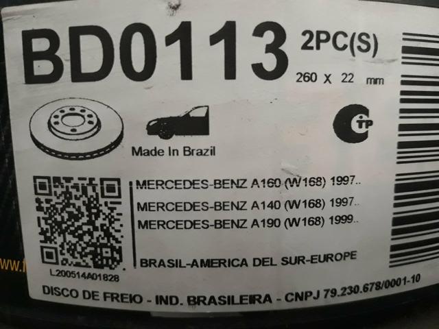 Disca de freio dianteiro ventilado mercedes Benz classe A 160/190