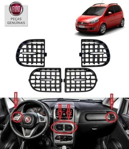 Difusor Kit Ar Condicionado Painel Fiat Strada / Siena / Palio / Idea - 4 peças