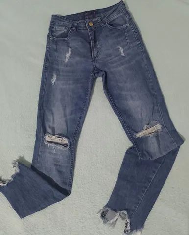 calça jeans destroyed bluesteel - tamanho 36