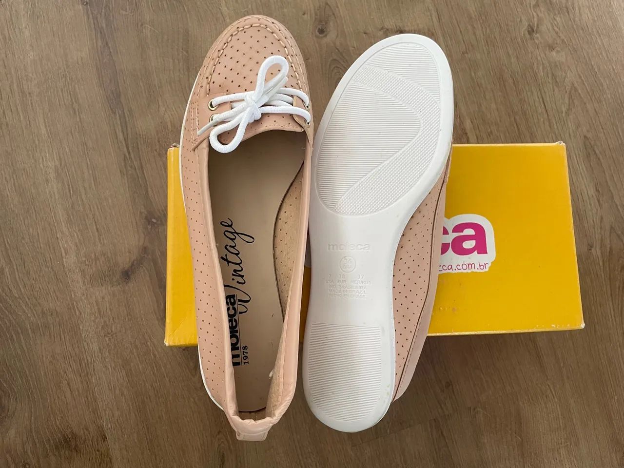 Mocassim microfuros tam 36 nude Moleca - Foto 2