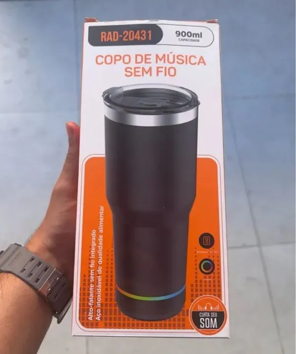 Copo de Música Sem Fio 900ml - Novo