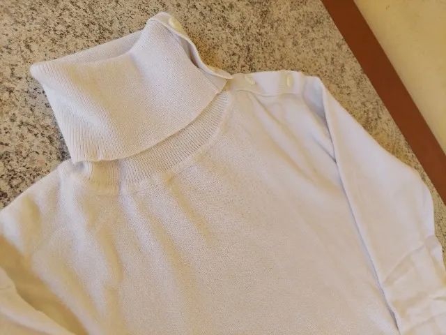 Cardigan de Lã Branco com gola olímpica - Foto 4