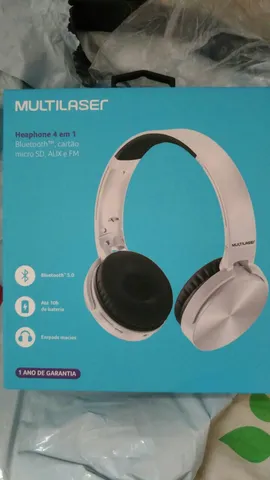 Headphone Premium Bluetooth e Hands-Free SD/AUX/FM, Multilaser, PH265,  Branco