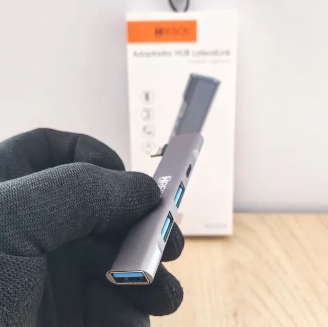 Hub Extensor Lightning 3 Portas Usb 3.0 1 Porta Tipo C