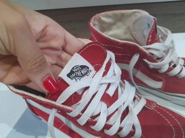 Vans off outlet the wall vermelho