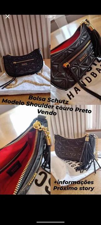 Bolsa Schutz Shoulder Couro Preto
