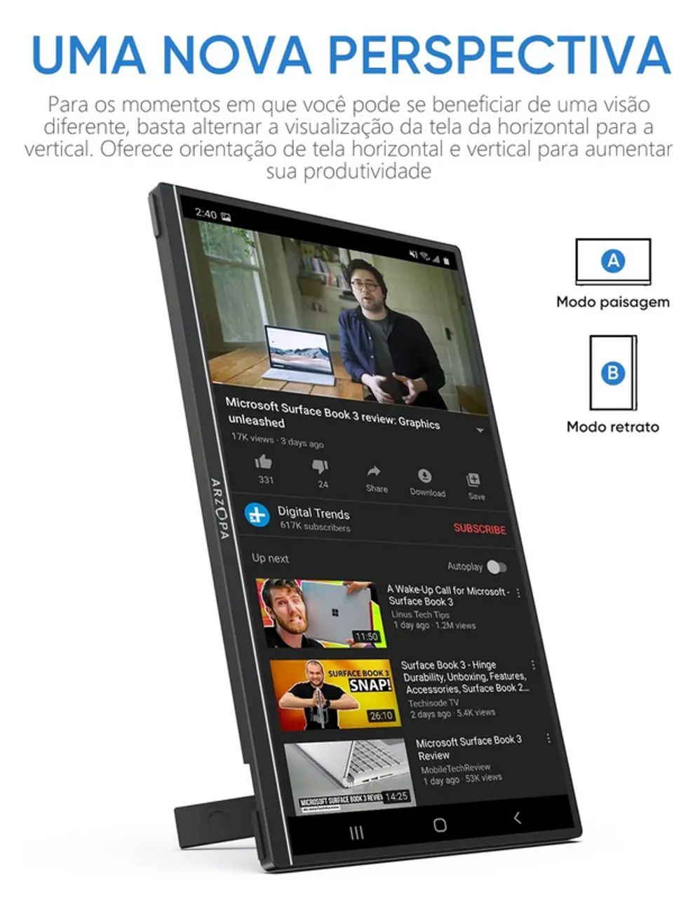 Monitor Portátil Arzopa 17,3? FHD IPS 1080p - HDMI e USB-C Modelo A1M - Foto 3