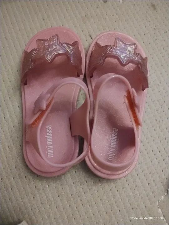 Sandálias Mini Melissa Glitter Rosa