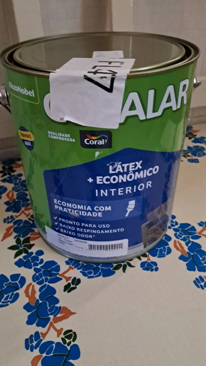 Tinta Acrílica Coral Coralar Látex + Econômico Fosco, Interno, Branco 3,6 Litros
