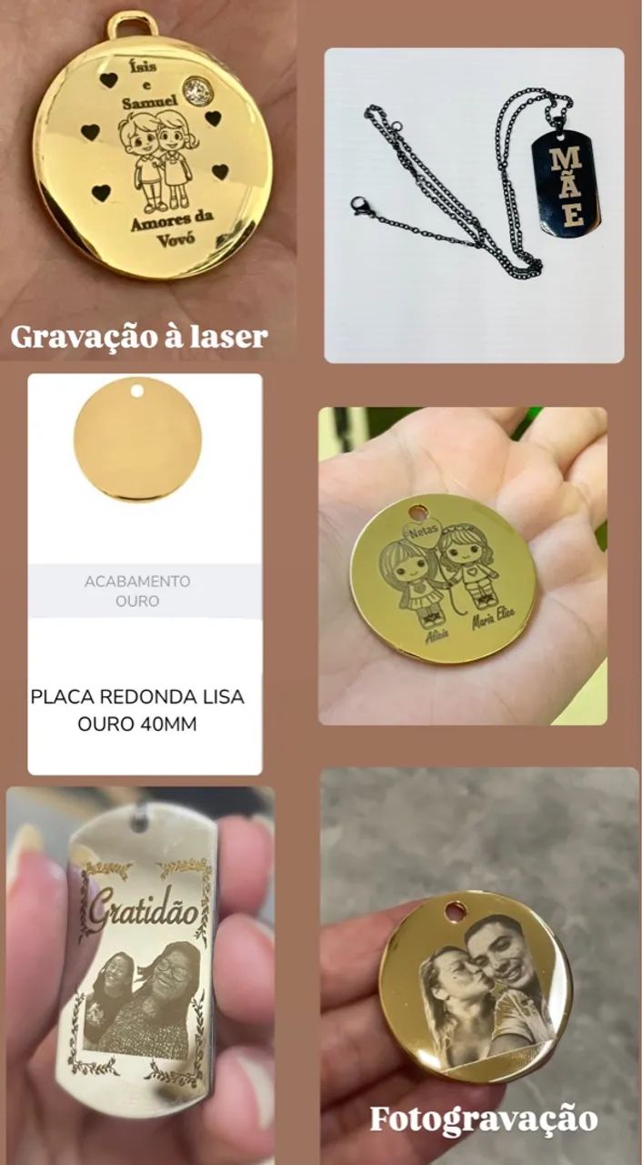 Pingentes Personalizados com Gravação a Laser e Foto