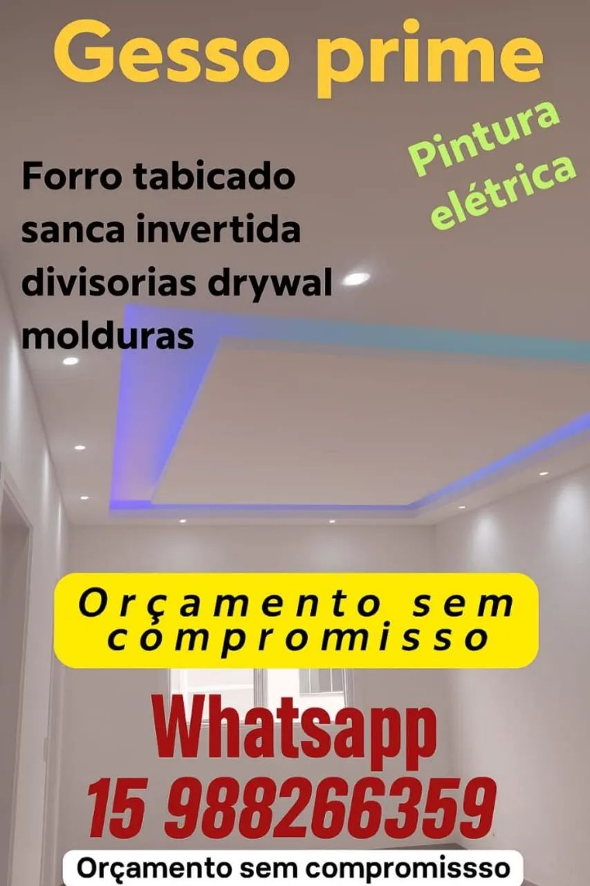 Gesso Prime: Forro, Sanca, Drywall e Pintura Elétrica