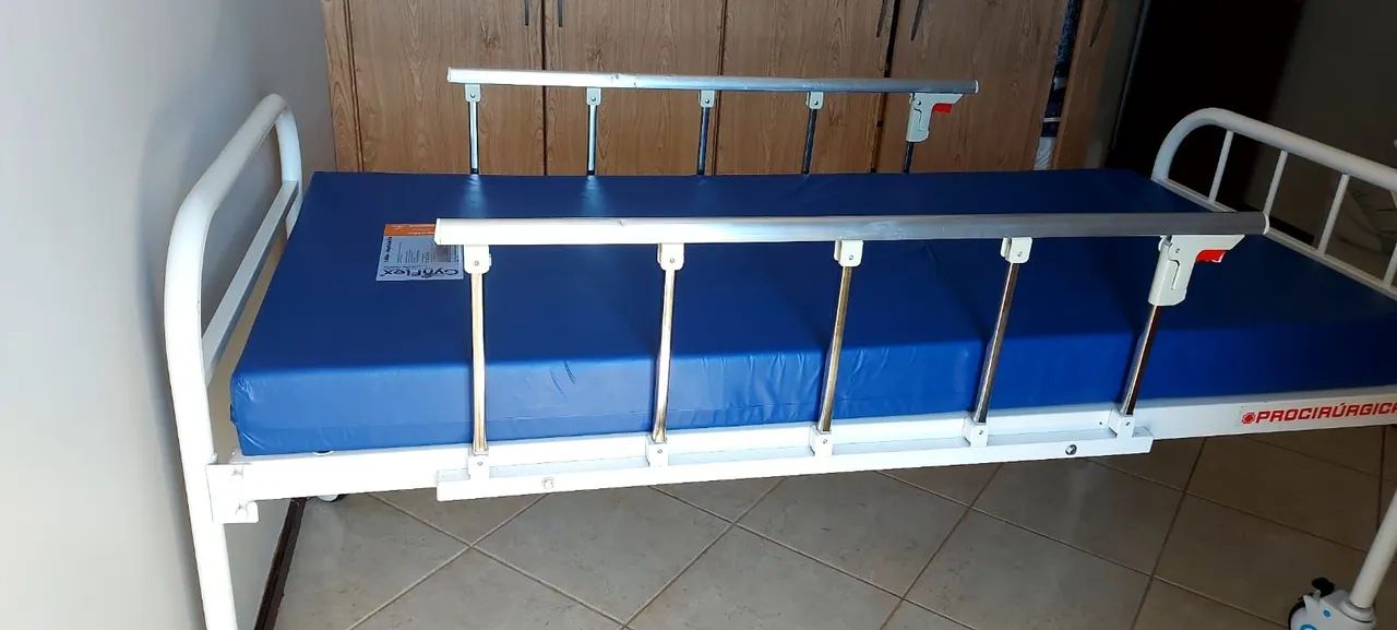Cama hospitalar com colchão, marca fowler, com regulagem e grade de proteção  - Foto 4