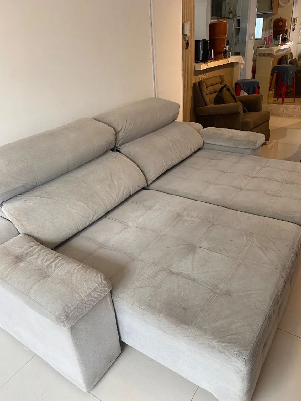 Sofá retrátil 4 lugares cinza