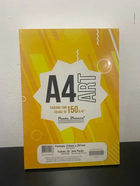 Bloco  A4 Pauta Branca 150g/m² - 20 Folhas